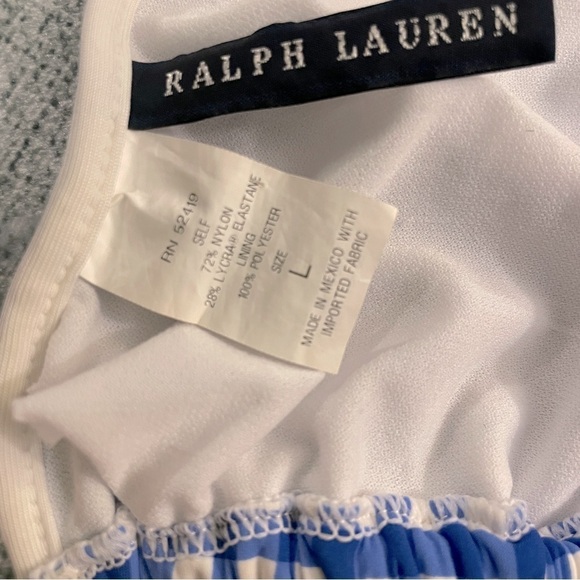 Ralph Lauren Blue Gingham Triangle String Bikini Top Large - Picture 8 of 11